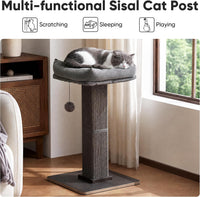 FUKUMARU Retro-Style Cat Scratching Post with Perch for Indoor Adult - Grey - image 2