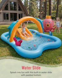 Inflatable Kids Pool, Airefina Dino Planet Inflatable Play Center Kiddie Pool with Water Slide - Octopus King - image 3