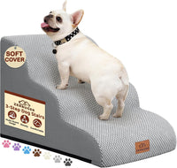 Zerbuger Dog Ramp and Stairs for Bed, Coffee 3 Steps 16" H - Light Grey / 3