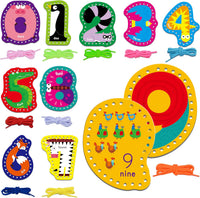 SpriteGru 9 Pieces Kids Lacing Cards - Number
