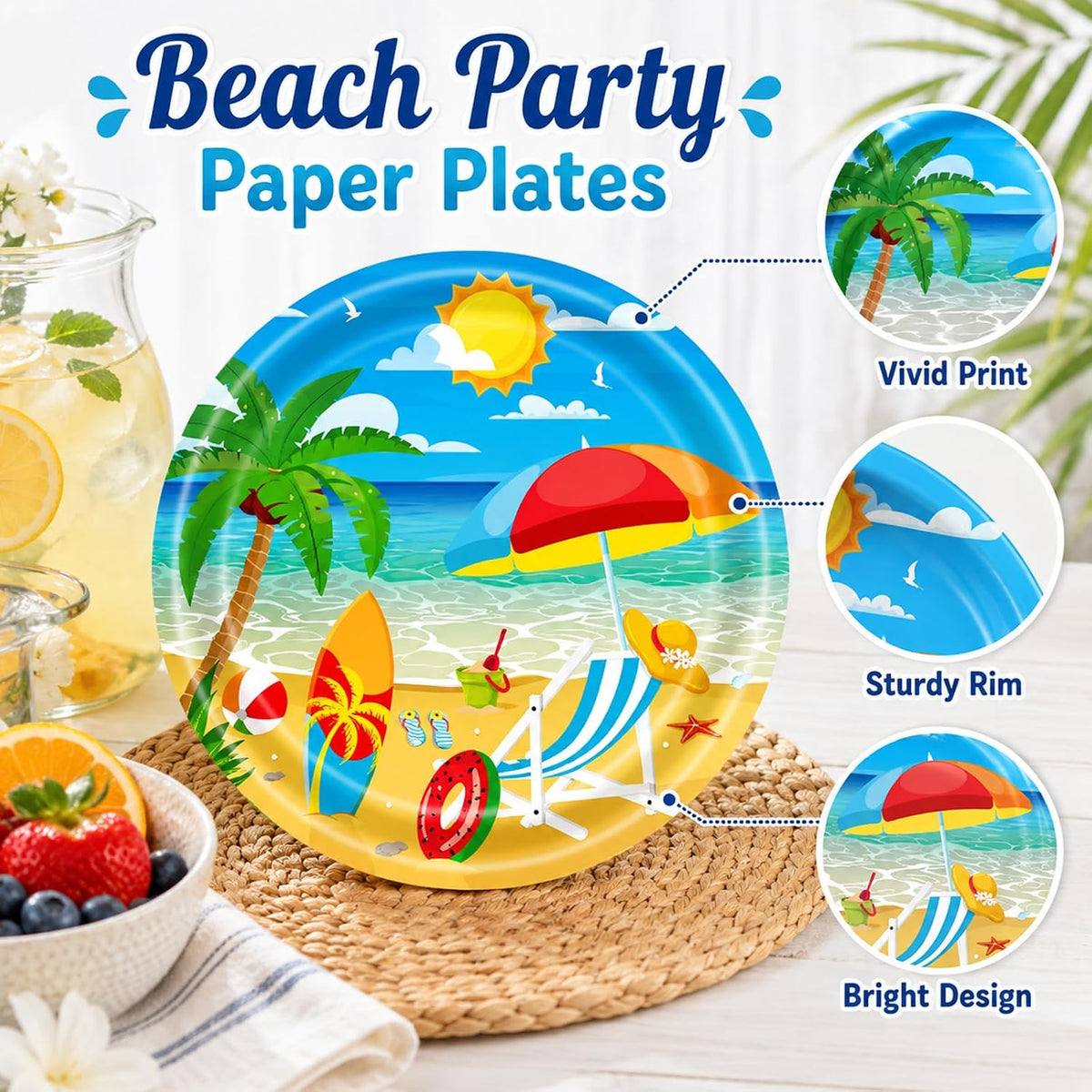 40 Pcs Basketball Plates and Napkins Set - Beach - image 3