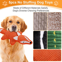 5 Pack No Stuffing Squeaky Dog Toys for Large Dogs - Multicolor / 5-piece set - image 4