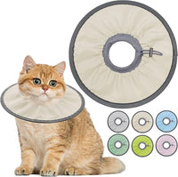 Lightweight Cat Cone Collar Soft, Soft Comfortable Cat Recovery Collar After Surgery, Elizabethan E Collar for Cats, Cone for Cats to Stop Licking (Khaki, Small)