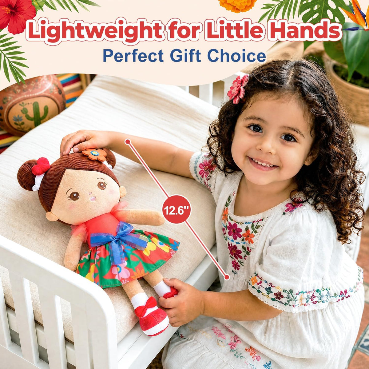 OUOZZZ Soft Baby Doll 12.6" Yellow Bee Dress Snuggle Buddy Doll – Fun for Kids & Family - B-abby Floral - image 3