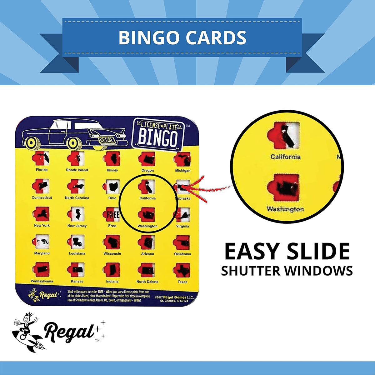 Regal Games Finger-Tip Shutter Bingo Cards with Sliding Windows - Yellow - image 3