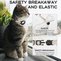AirTag Cat Collars, Stretchy Collar with Air Tag Holder and Bell – Essentials for Cats - Khaki - image 2