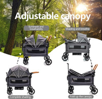 MRZLB Luxury Wagon Stroller for 2 Kids & Cargo-Lightweight Travel - Light Grey - image 4
