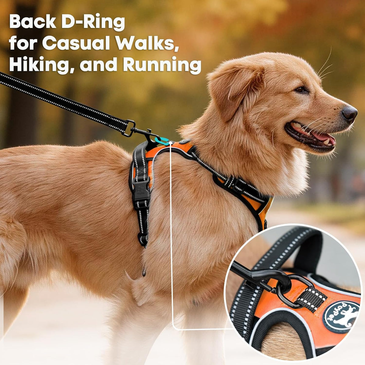 PoyPet No Pull Dog Harness Medium - Large / Orange - image 3