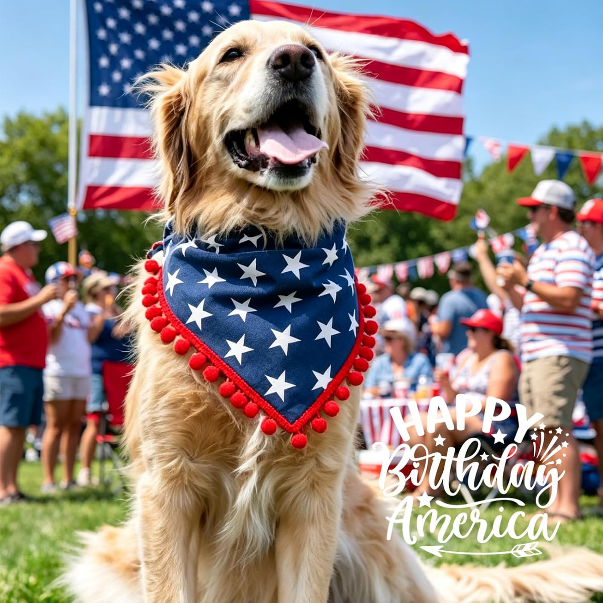 Halloween Dog Bandanas with No Tricks Sign - American Flag E / Large - image 2