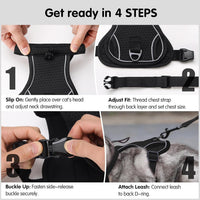 Dotoner Escape Proof Cat Harness and Leash Set Adjustable Soft Mesh - Black / Large - image 3