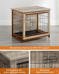 Feandrea 27.2" Dog Crate Furniture - Greige / 27.2"L x 20.1"W x 23.6"H - image 3