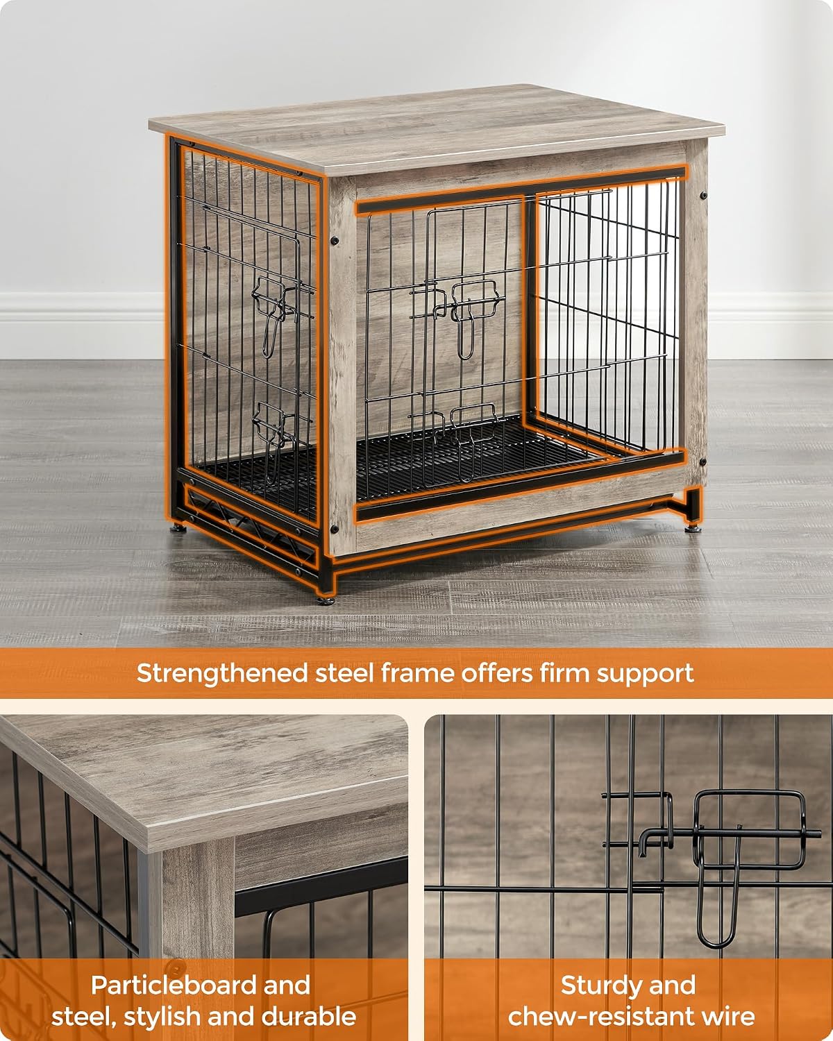 Feandrea 27.2" Dog Crate Furniture - Greige / 27.2"L x 20.1"W x 23.6"H - image 3
