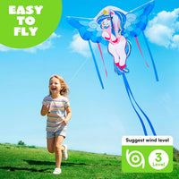 JOYIN 43.3'' Unicorn Kite Easy to Fly for Kids and Adults - Blue - image 3