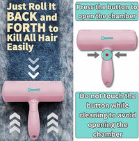 Pet Hair Removal Tool – Reusable Lint Roller for Dogs & Cats – Self-Cleaning Fur Remover Brush – Ergonomic Lint Roller for Carpet, Bedding, Couch, Car Seat & More (Pink)