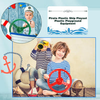Haconba plastic pirate ship steering wheels for playsets in blue and red with mounting hardware - view 16