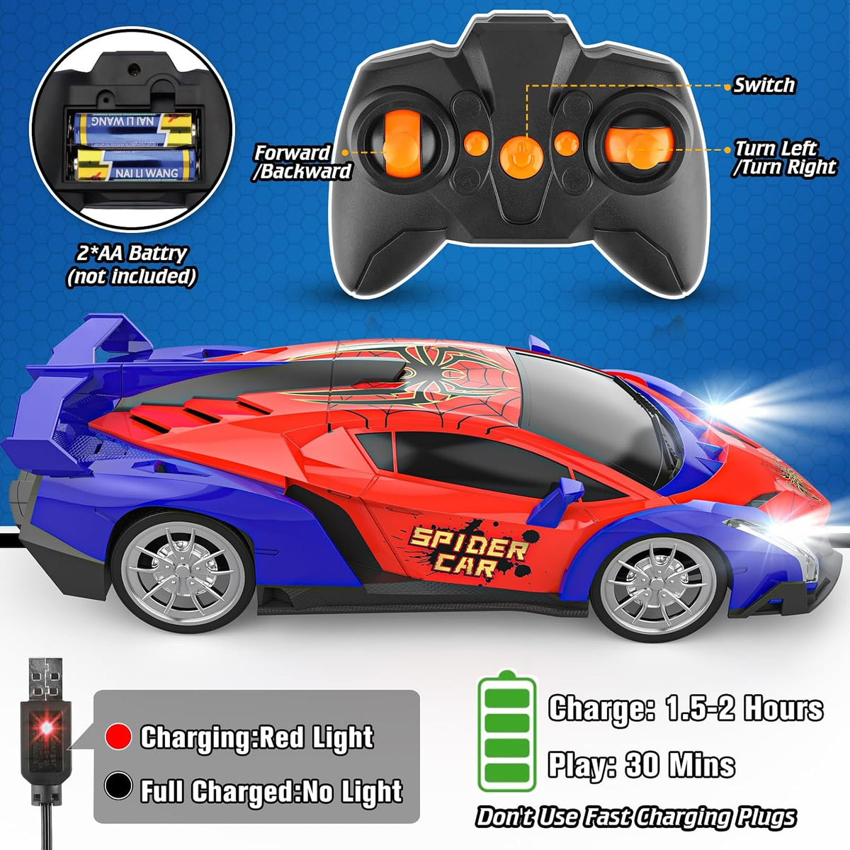 Growsland Remote Control Car for Kids - Red1-rechargeable - image 4