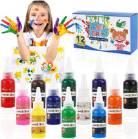 AROIC 8PCS Washable Finger Paint, Non-Toxic Finger Paints – Fun for Kids & Family - 12 Colors (1.05oz)