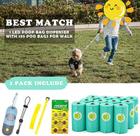 Dog Poop Bags Holder with LED Flashlight - Sky Blue / 195 Count (Pack of 1) - image 2