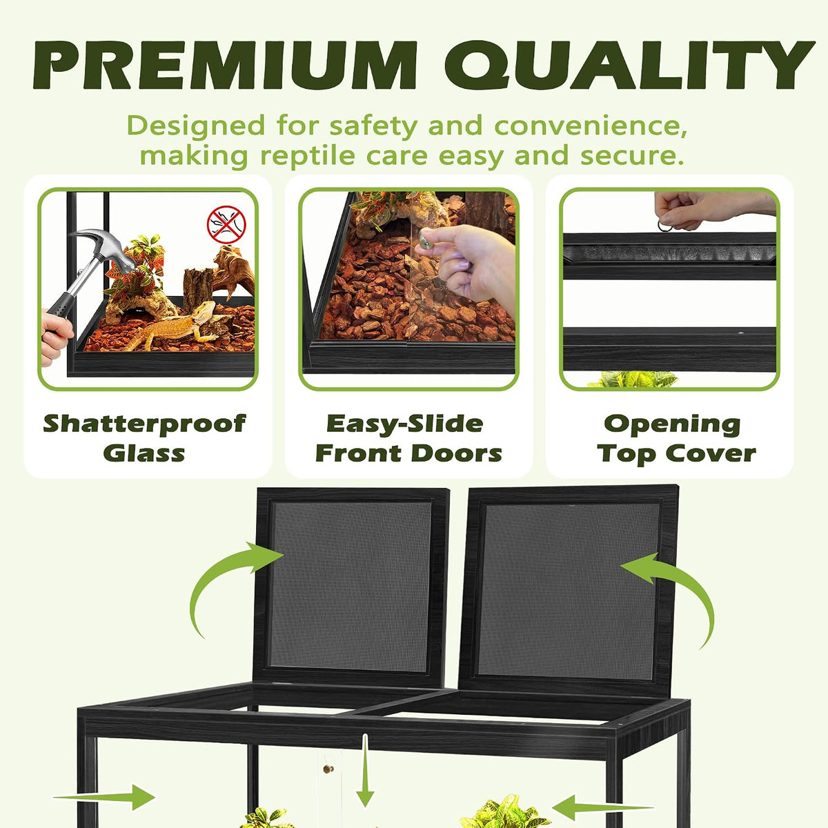 PROLEE 82 Gallon Bearded Dragon Tank - Black / 35 Gallon (32x15.5x15.5 Inch) - image 3