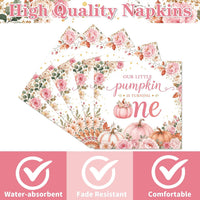 Yoyuspy 50 pink pumpkin baby shower napkins in gingham and polka dot prints - view 32