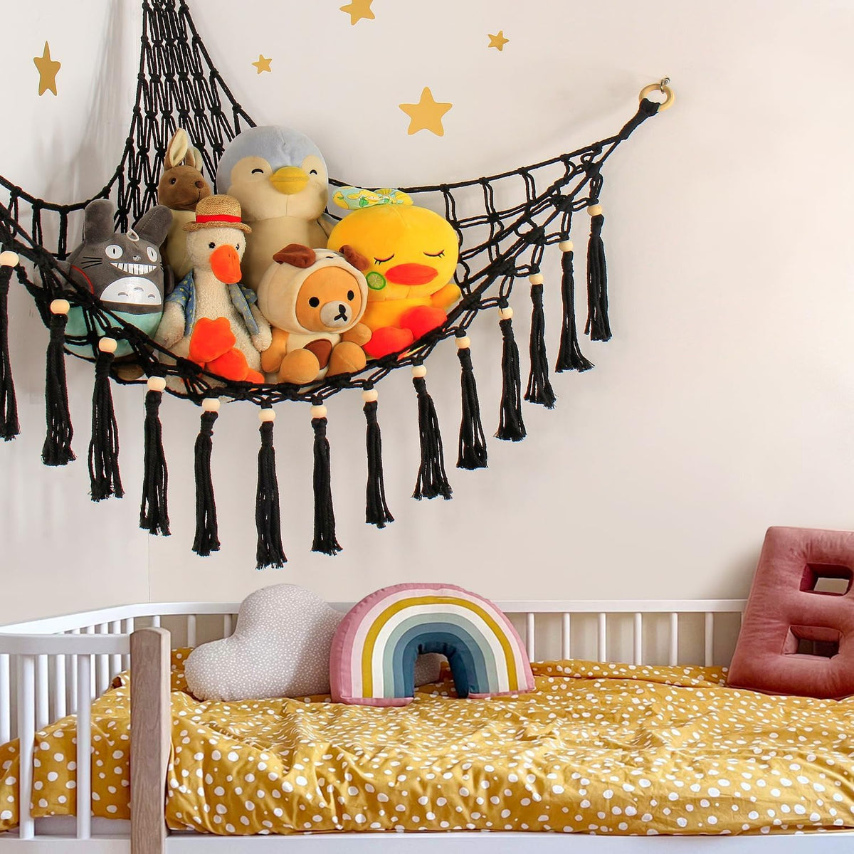 Stuffed Animal Toy Storage Hammock with LED Light - Grey / XL (43"*43"*55") - image 4
