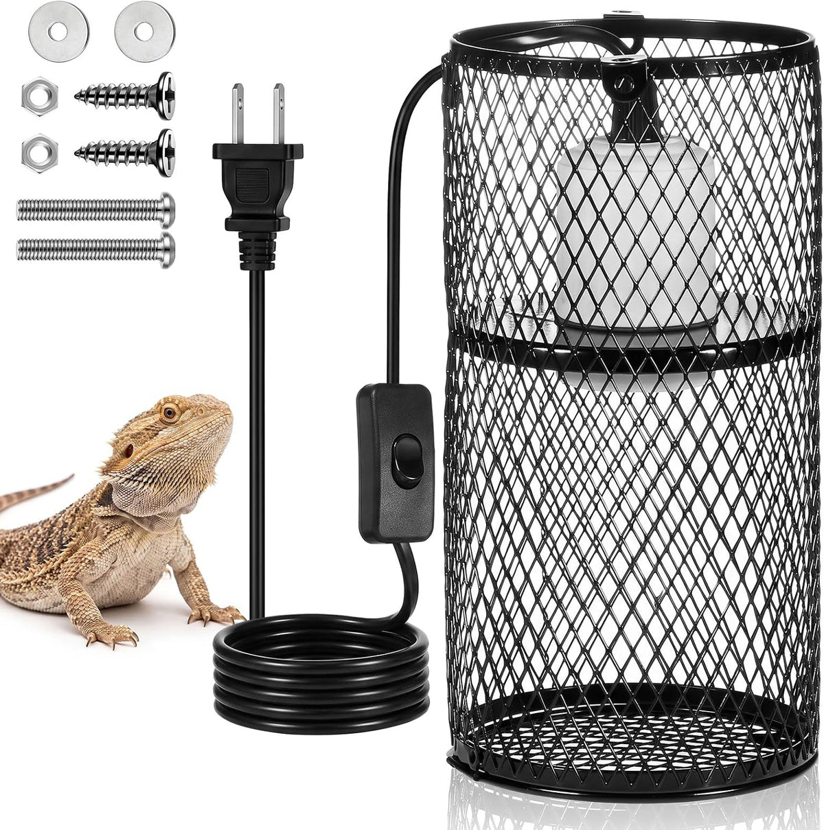 VIHOSE anti-scald metal mesh reptile heat lamp guard with bottom buckle