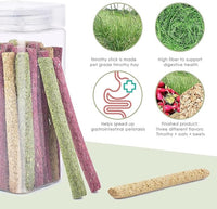 ERKOON Timothy Hay Sticks,Rabbit Chew Toys for Teeth Natural Molar Sticks Rabbits Treats for Bunnies, Chinchilla Guinea Pigs, Gerbil, Hamster (50 Pcs)