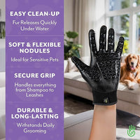 H Handson Pet Grooming Gloves - Cat, Dog, Horse Gentle Hair Remover Brush - Mitt For Long & Short Haired Fur - Shedding, Bathing & Massaging Glove (Purple, Small)