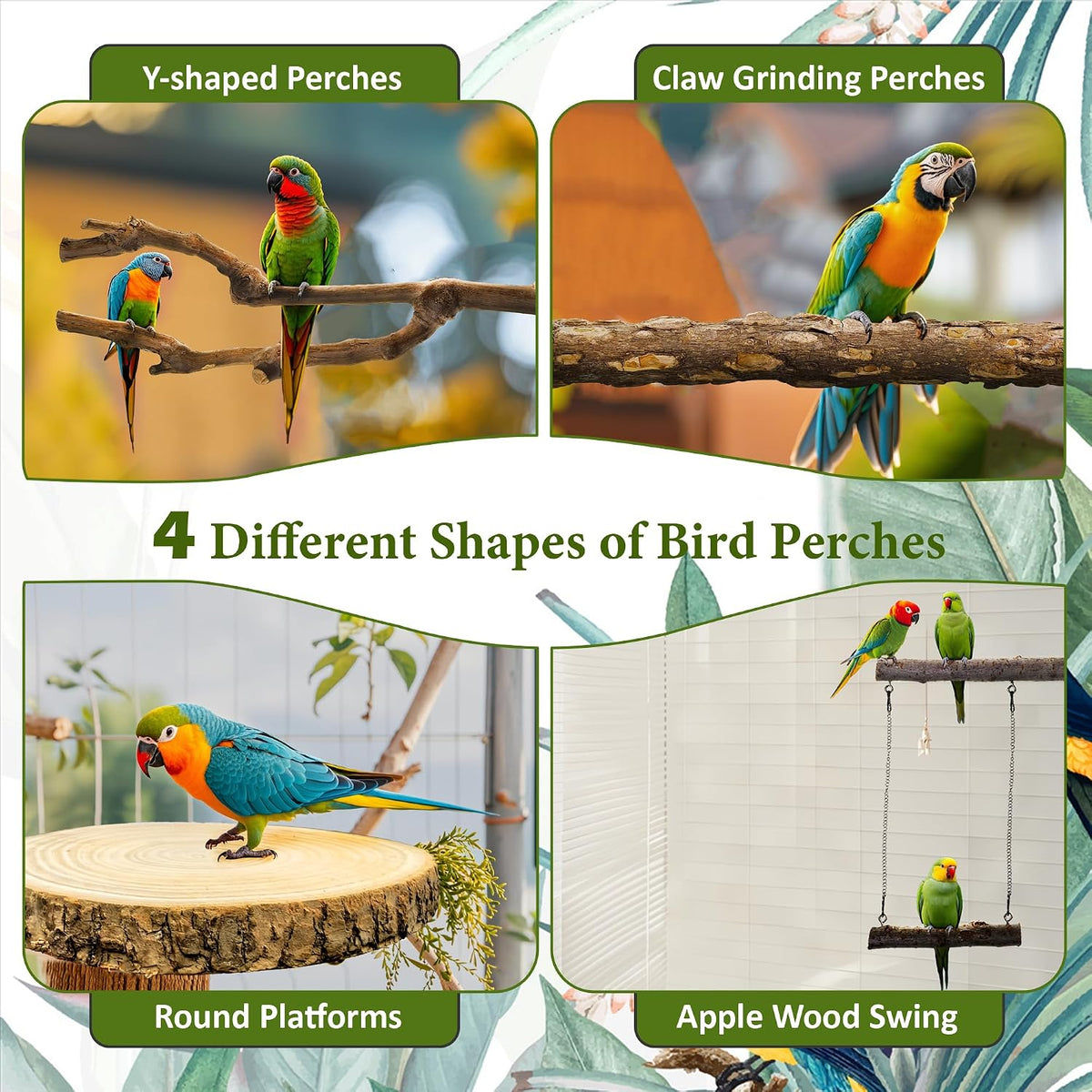 8pcs Natural Bird Perches for Cage - 8pcs-15cm - image 2