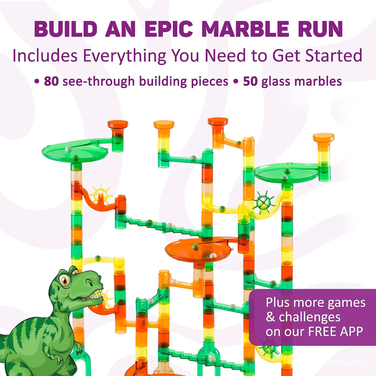 Marble Genius Marble Run Starter Set STEM Toy for Kids Ages 4-12 – Fun for Kids & Family - Dinosaur - image 3