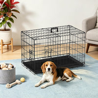 FDW, 48" Foldable Metal Dog Crate, Cage for XL Dogs - Black / 30 Inch Double Door - image 2
