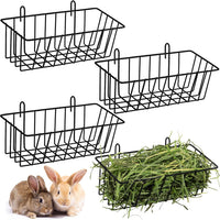 Therwen 4 Pcs Rabbit Hay Feeder Guinea Pig Heavy Duty Metal Frame Hay - 9.8 x 5.1 x 3.5 Inches