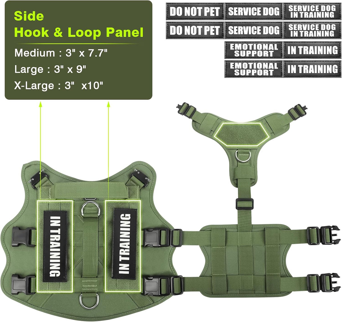 WINSEE Tactical Dog Harness with Dog Leash - Large / Green - image 3