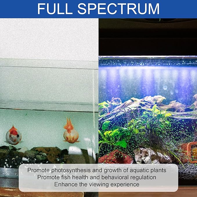 Led Aquarium Light, Full Spectrum Fish Tank Lights, 30 Inch Freshwater Fishtank Hood Lighting for Grow Fish, Plants, Adjustable from 24 to 30in