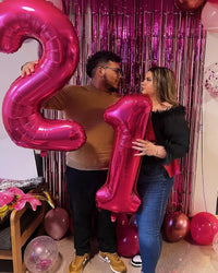 Navy Blue 1 Balloon, Number Balloon 40 Inch - Hot Pink / Number 21 - image 2