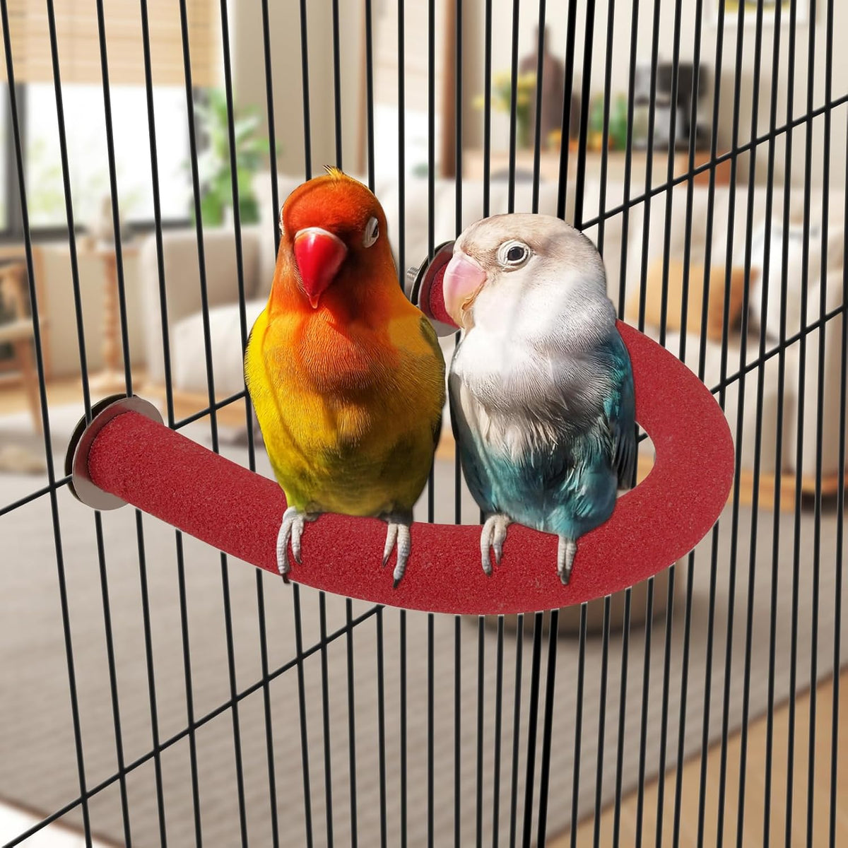 U-Shaped Large Parrot Perch, Quartz Bird Perch for Cage – Essentials for Birds - Small / Red - image 4