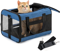 Conlun Cat Carrier Soft-Sided Pets Travel Carriers up to 15 Lbs - Blue / 17.0"L x 11.0"W x 11.0"H