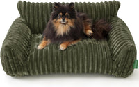 Cute Couch Bed for Pets, Supportive Cat Sofa for Indoor Cats - 30.0"L x 20.0"W x 10.0"Th / Green