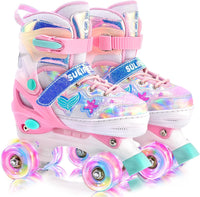 SULIFEEL Adjustable Kids Roller Skates, Light up Wheels – Fun for Kids & Family - E Seashell Pink / Small - Little Kid
