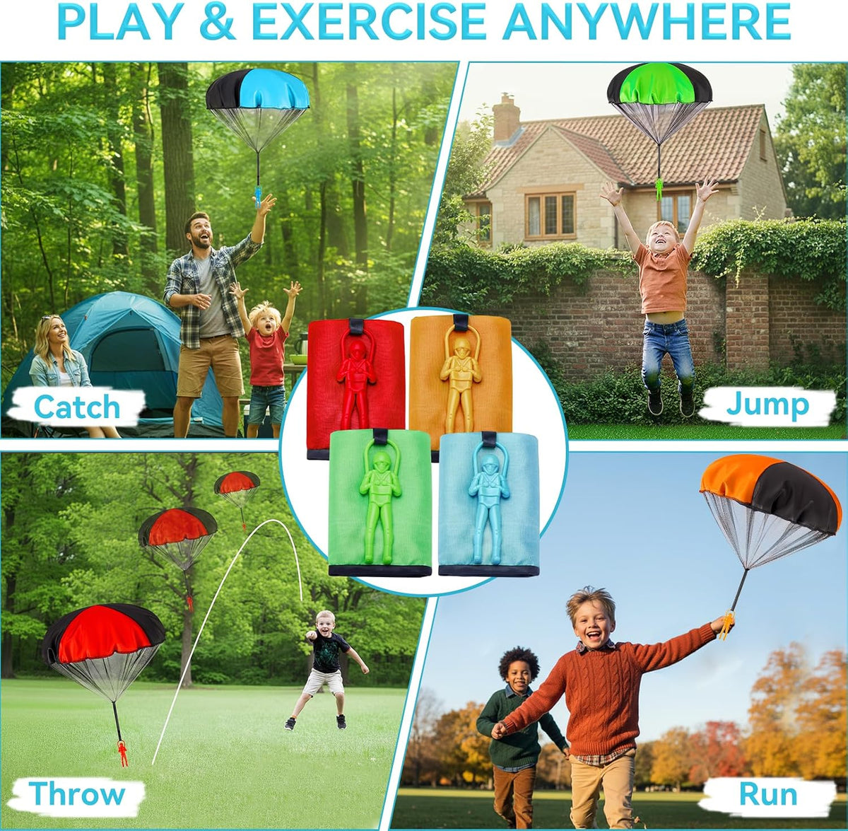 Yeeeasy Tangle-Free Parachute Toys for Kids Outdoor Flying Game - Boys 4Pcs - image 3