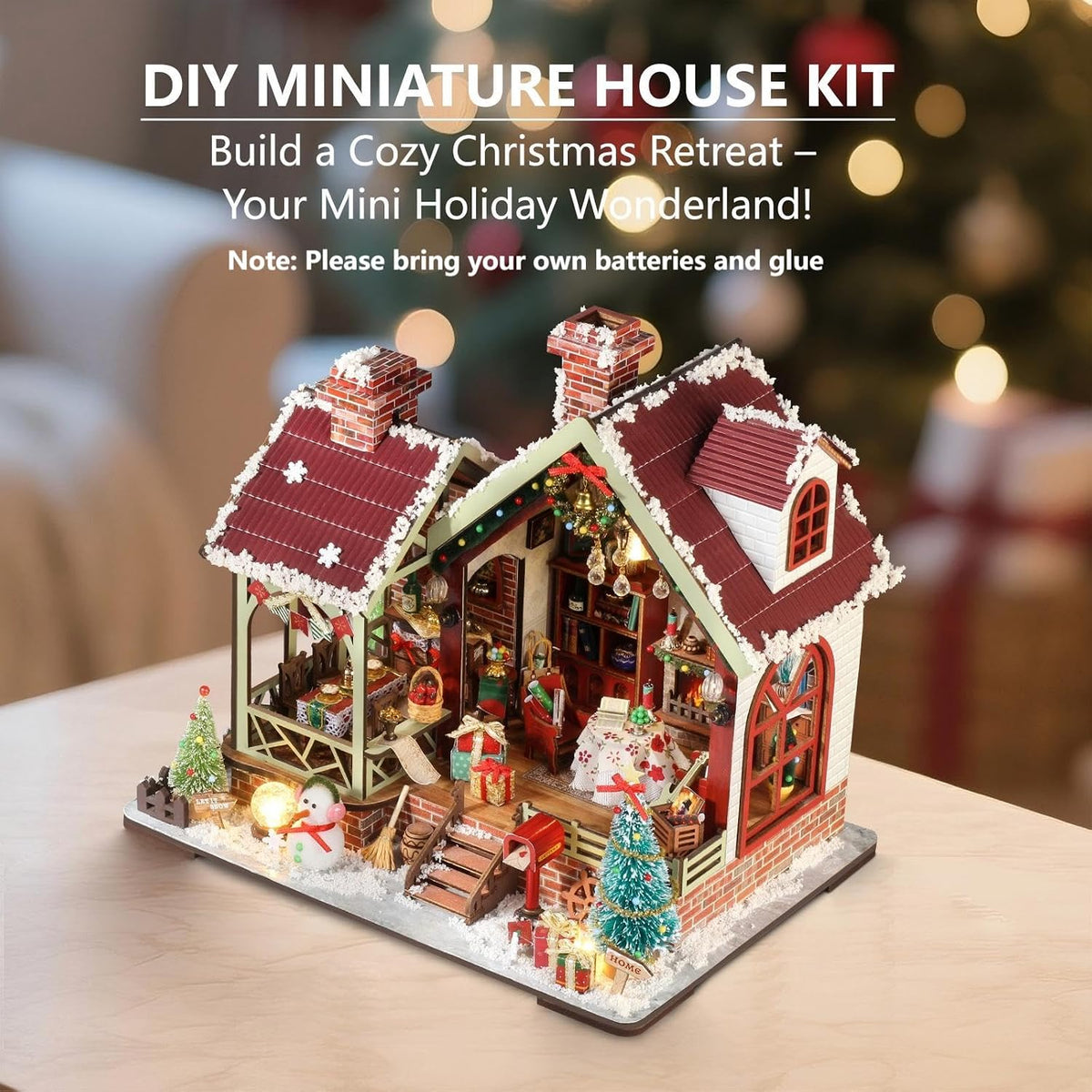 OZJAY Warm Christmas Lodge miniature house kit for adults with LED lights - view 19