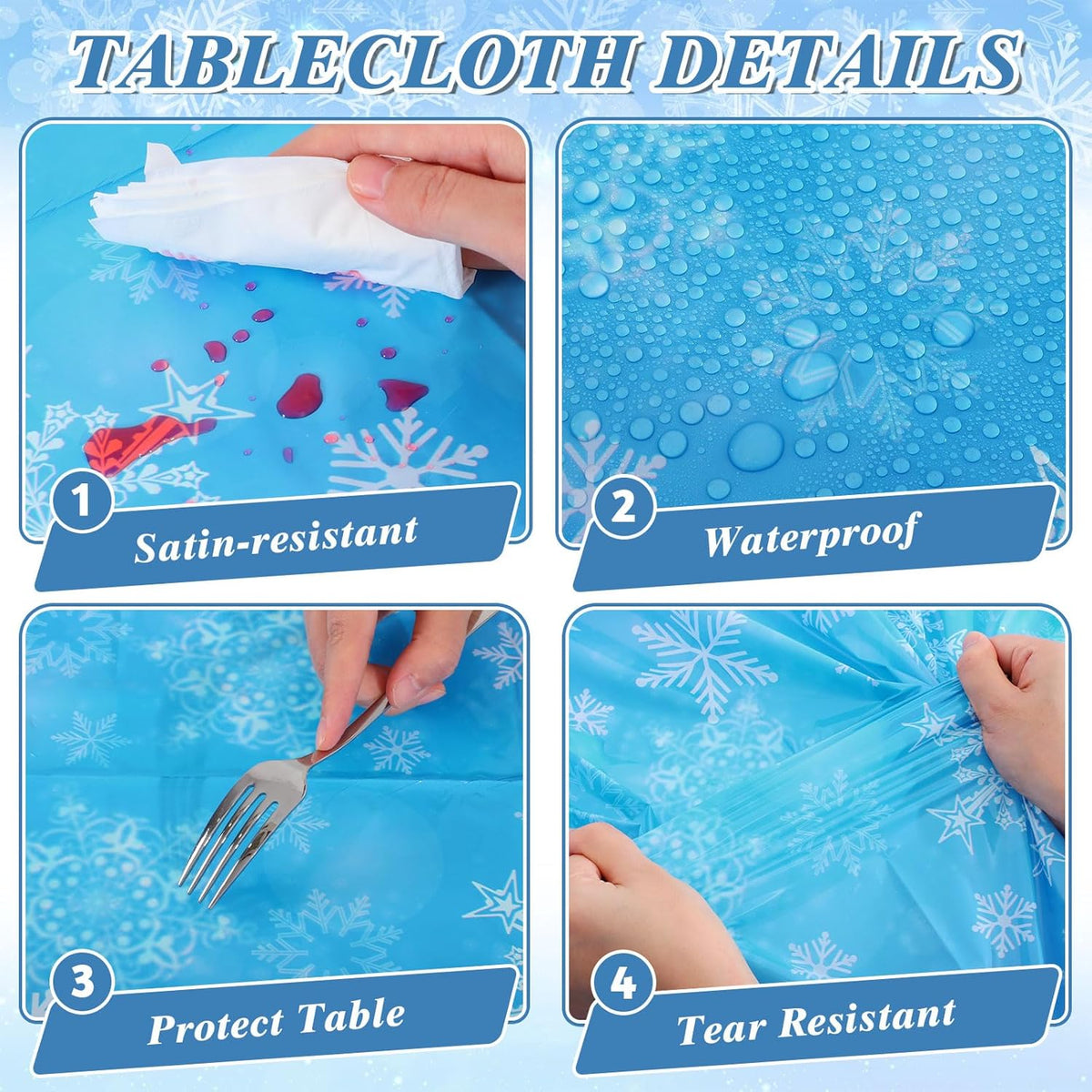 NatNarr 3 Pack Wood Grain Plastic Tablecloths - Frozen Castle - image 4