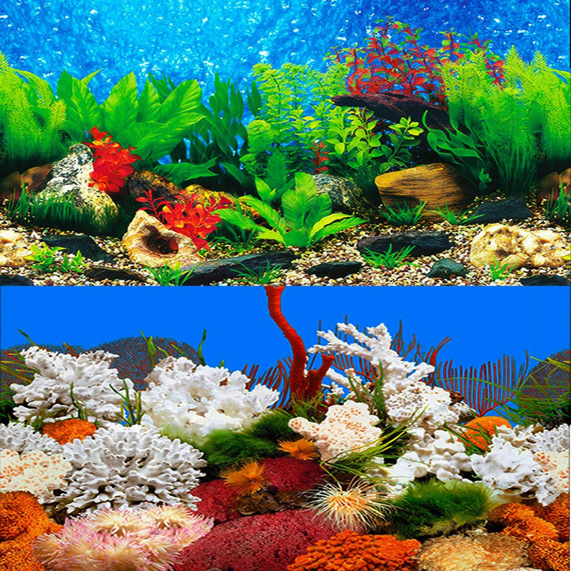 ELEBOX Fish Tank Stickers Wallpaper Seaweed Background Aquarium - Type F
