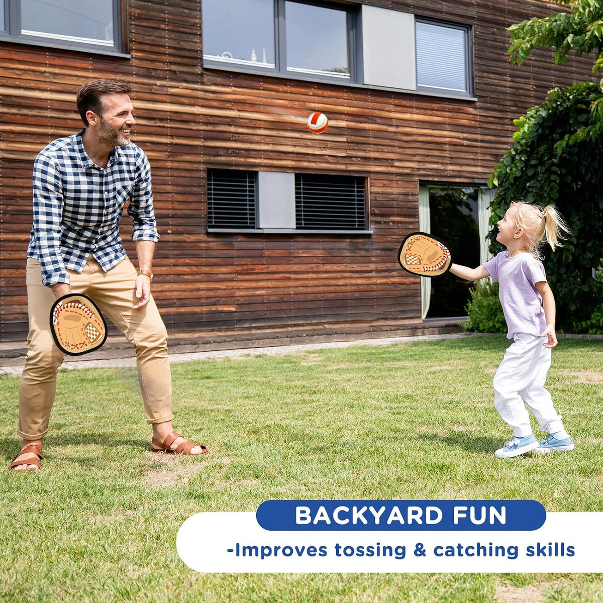 Aywewii toss and catch game with sticky hook and loop paddles and soft balls - view 6