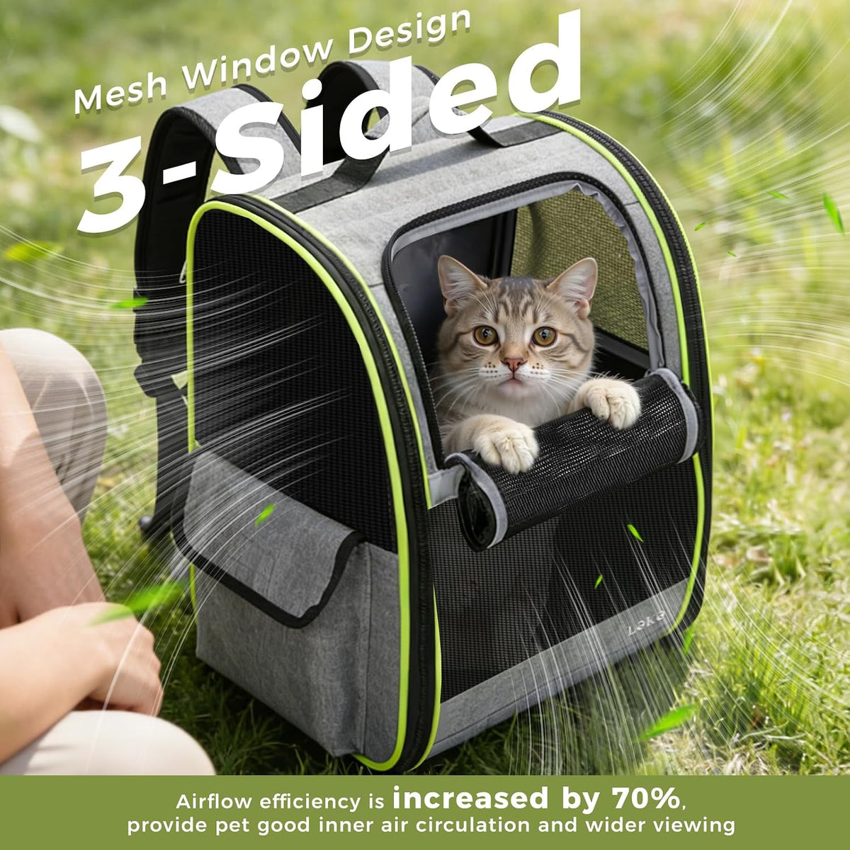 Lekereise Dog Carrier Backpack for Small Medium Dogs Cats up to 18 lbs - Gray / M-Mesh Window - image 2