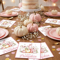 Yoyuspy 50 pink pumpkin baby shower napkins in gingham and polka dot prints - view 40