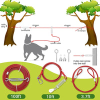 PAWNISAW Dog Runner Cable for Yard - Red / 100 FT - image 2
