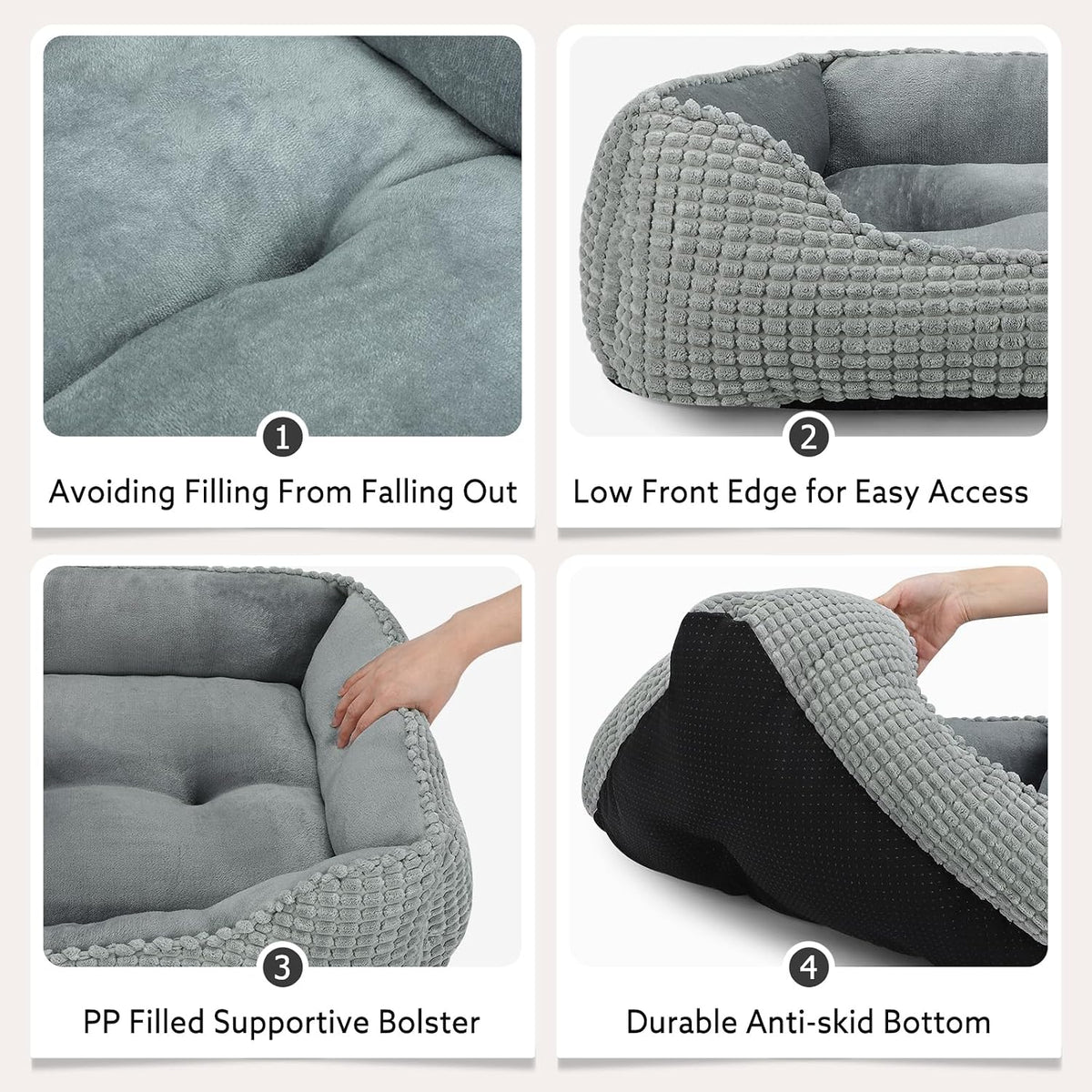 MIXJOY Dog Bed for Large Medium Small Dogs - Light Gray / M(25’’x 21’’x 8’’) - image 4