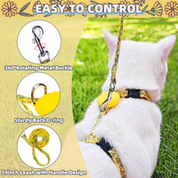 PUPTECK Adjustable Cat Harness and Leash Set Escape Proof Kitten - Small / Yellow(Floral) - image 4