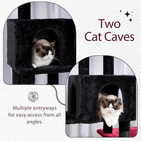 Hey-brother Cat Tree Tower, Scratching Posts with a Extended Part, Wide Platforms, Cozy Condos, Hammocks, Sisal Columns and Ball for Indoor Cats, 70.1 Inches, Black and Red MPJ038BR
